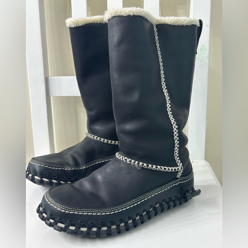 Nike Women Winter Boots Sz 6 ACG Puddle Proof Valenka Wool PullOn Moccasin Black - Picture 4 of 10